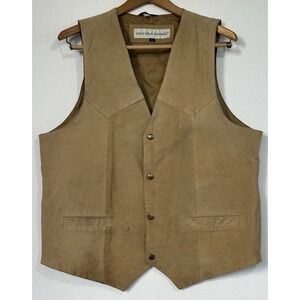 Irvine Park Suede Western Vest Men's Size XL Tan Lined Rodeo Retro Cowboy